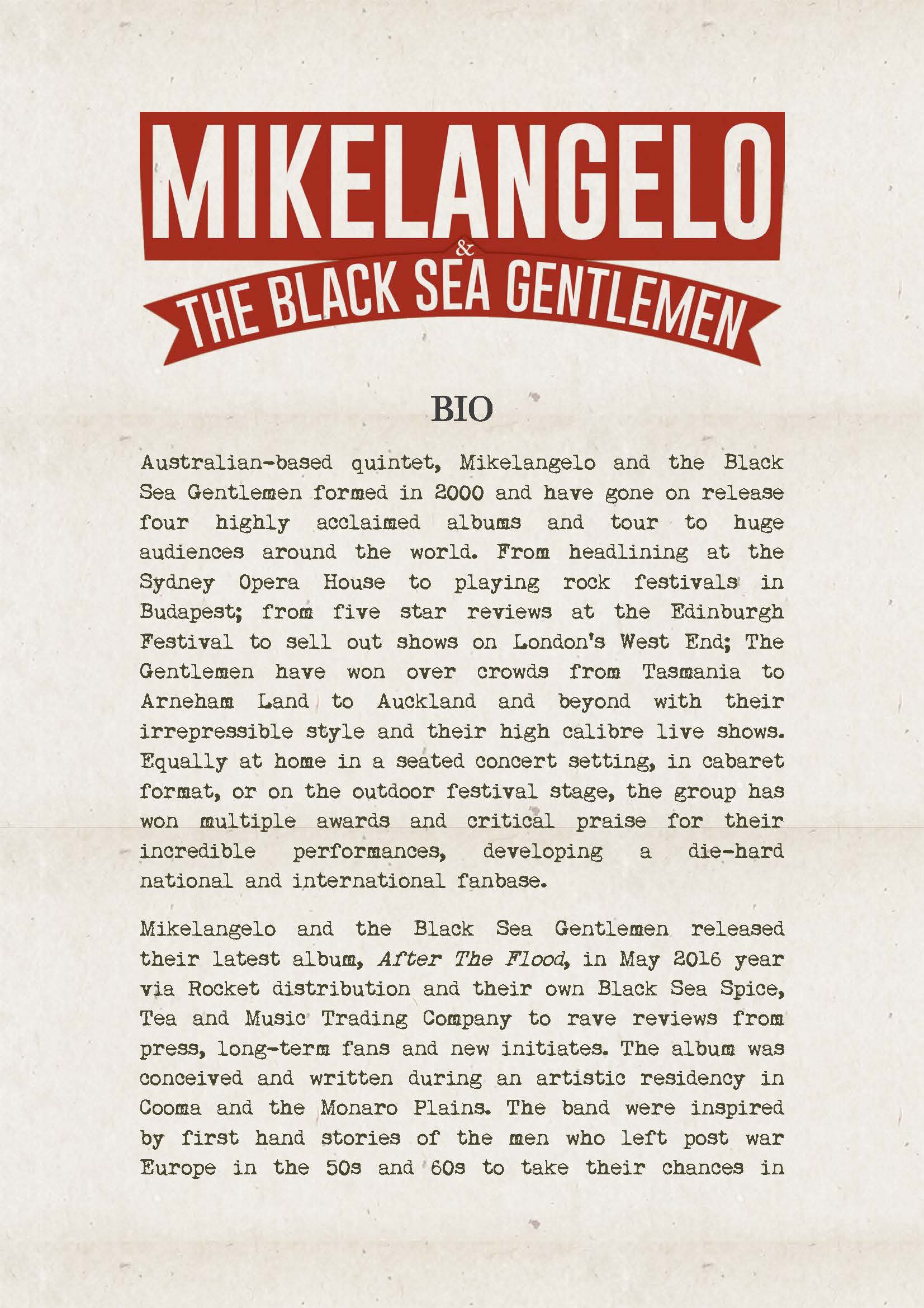 Mikelangelo & the Black sea gentlemen bio